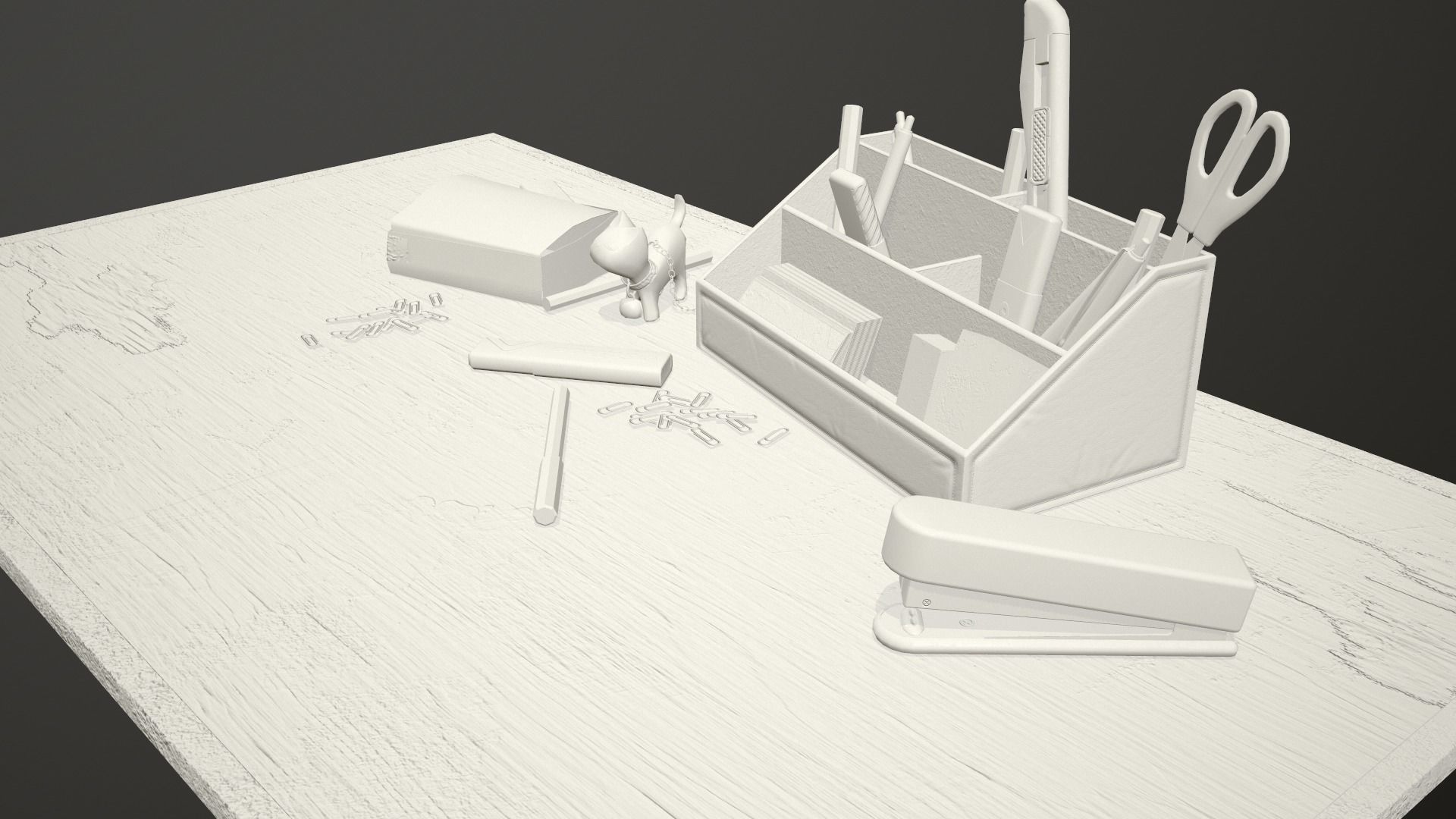 Desk with accessories Low-poly 3D model_31