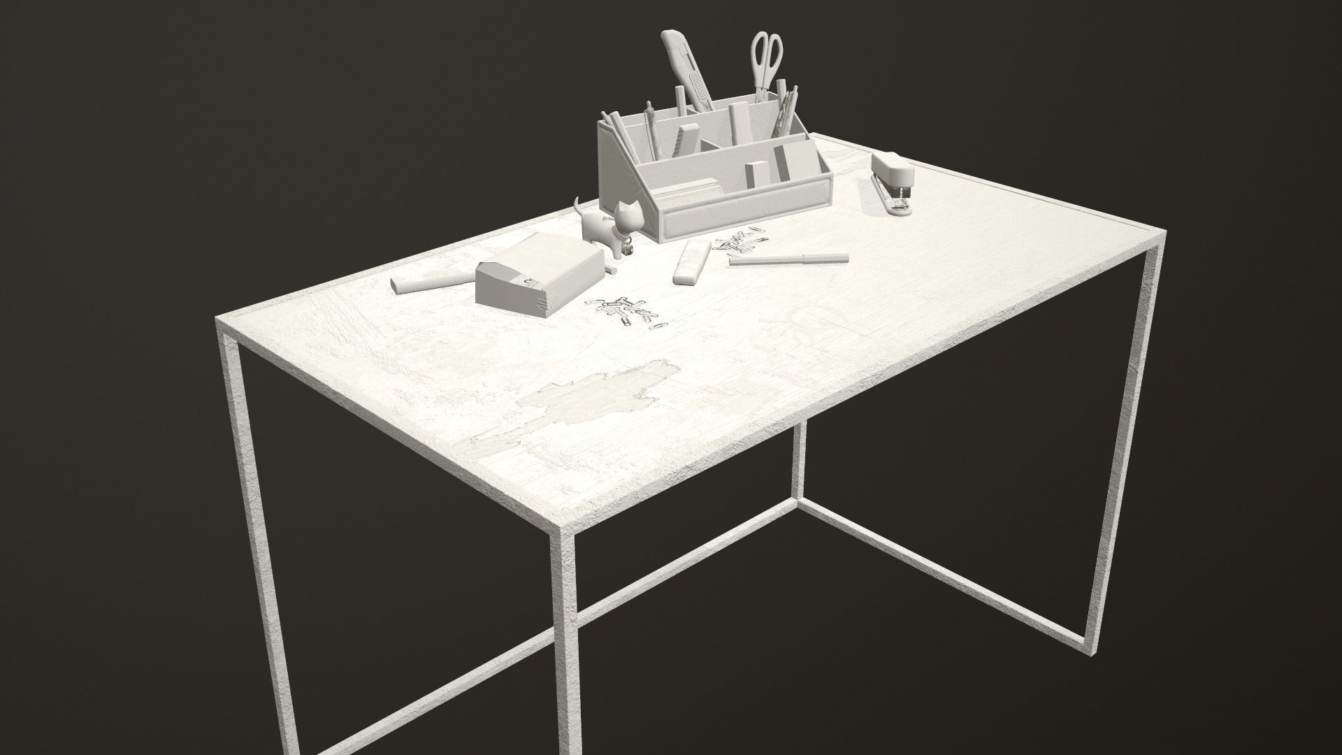 Desk with accessories Low-poly 3D model_23