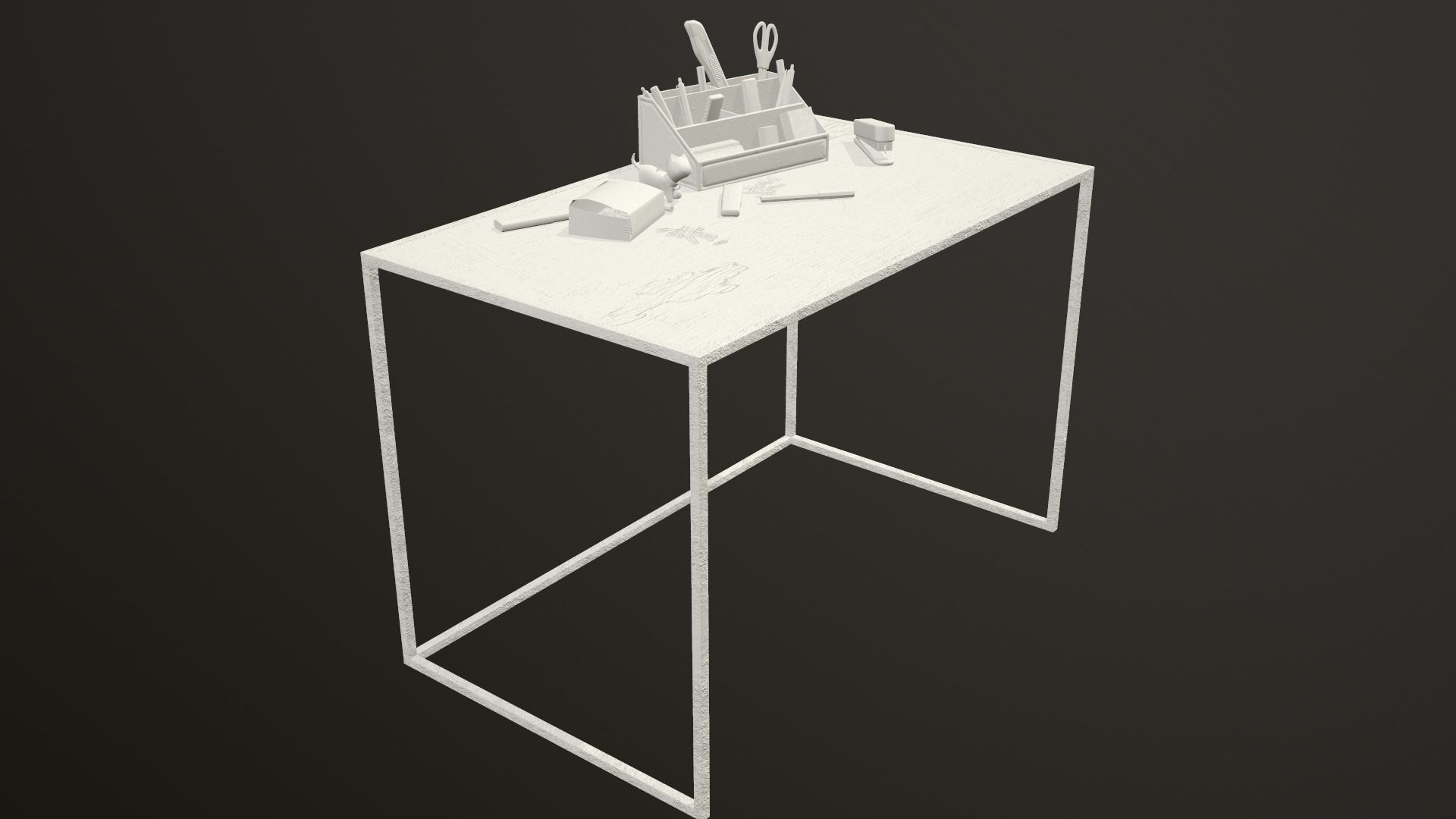 Desk with accessories Low-poly 3D model_28