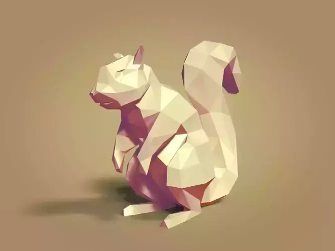 Low Poly Cartoon Squirrel Low-poly 3D model