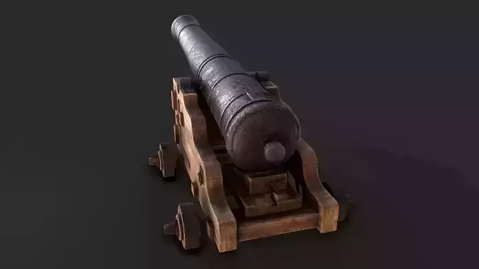 Old Iron Naval Cannon Low-poly 3D model