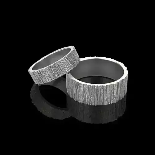 Rings  with tree bark texture 3dm stl 3D print model 3D print model