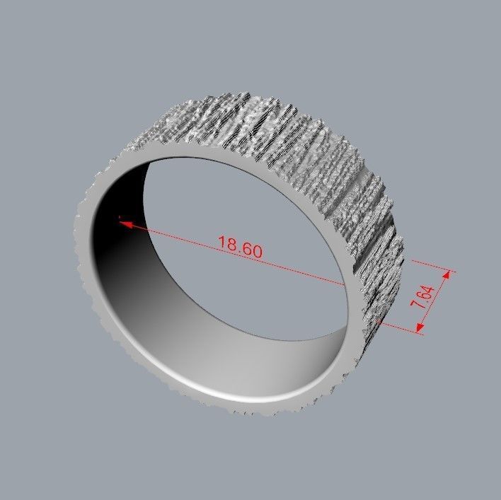 Rings  with tree bark texture 3dm stl 3D print model 3D print model_29