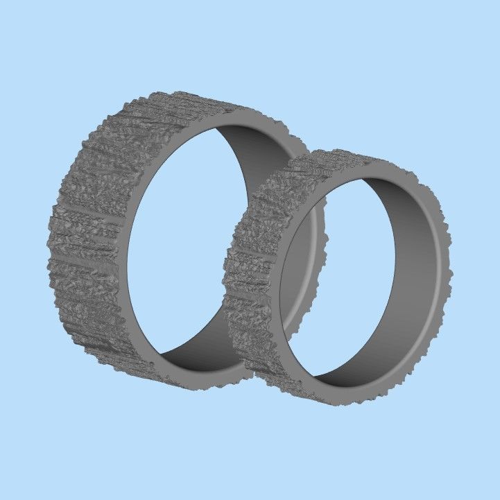 Rings  with tree bark texture 3dm stl 3D print model 3D print model_32
