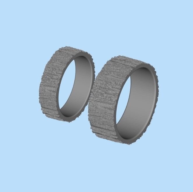 Rings  with tree bark texture 3dm stl 3D print model 3D print model_30