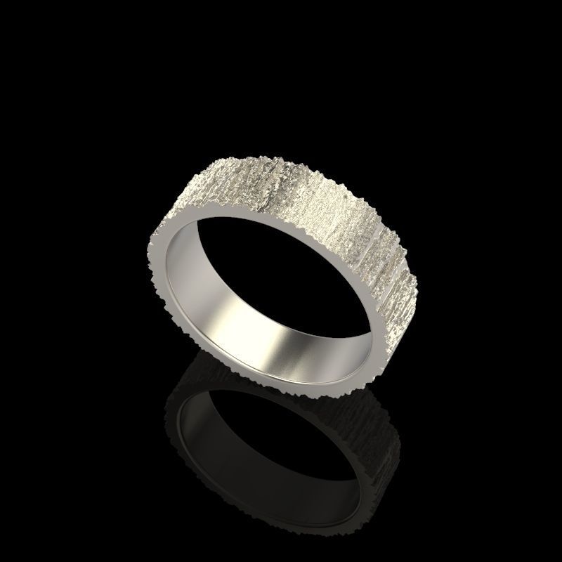 Rings  with tree bark texture 3dm stl 3D print model 3D print model_8