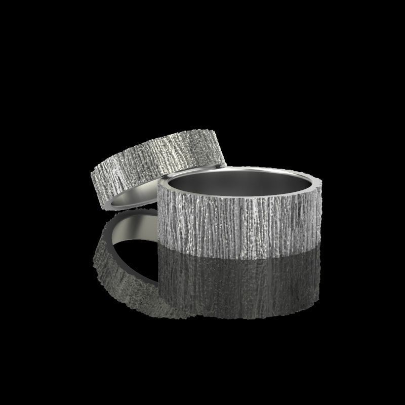 Rings  with tree bark texture 3dm stl 3D print model 3D print model_3