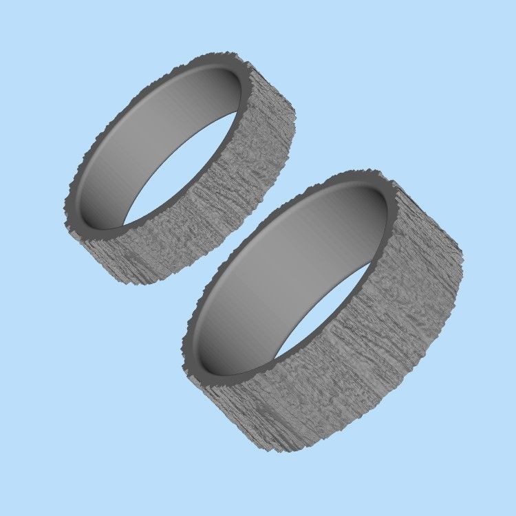 Rings  with tree bark texture 3dm stl 3D print model 3D print model_34