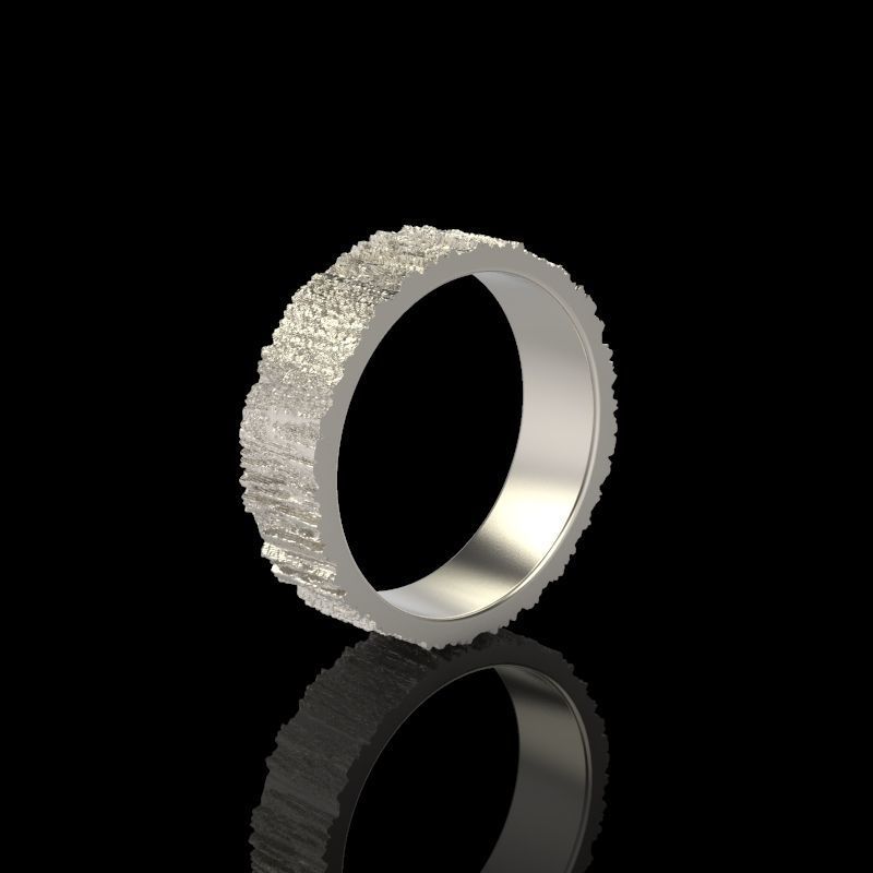Rings  with tree bark texture 3dm stl 3D print model 3D print model_9