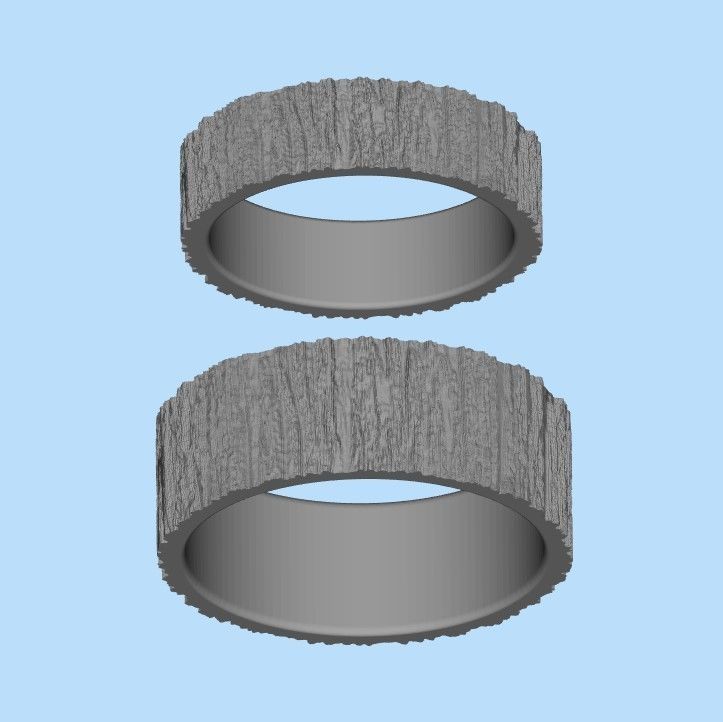 Rings  with tree bark texture 3dm stl 3D print model 3D print model_31