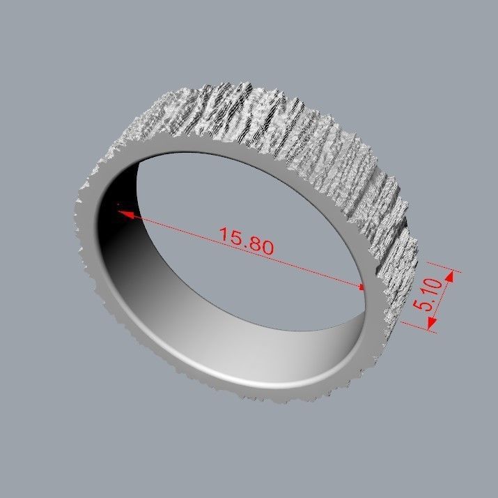 Rings  with tree bark texture 3dm stl 3D print model 3D print model_25