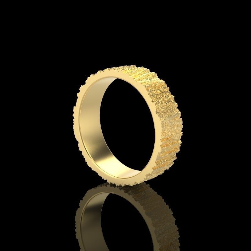 Rings  with tree bark texture 3dm stl 3D print model 3D print model_11