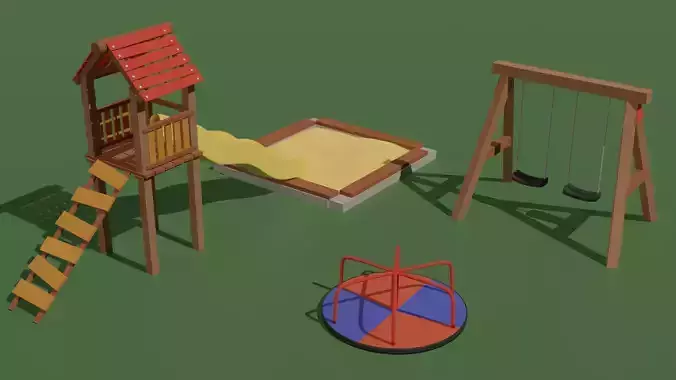 Playground set sandbox and slide