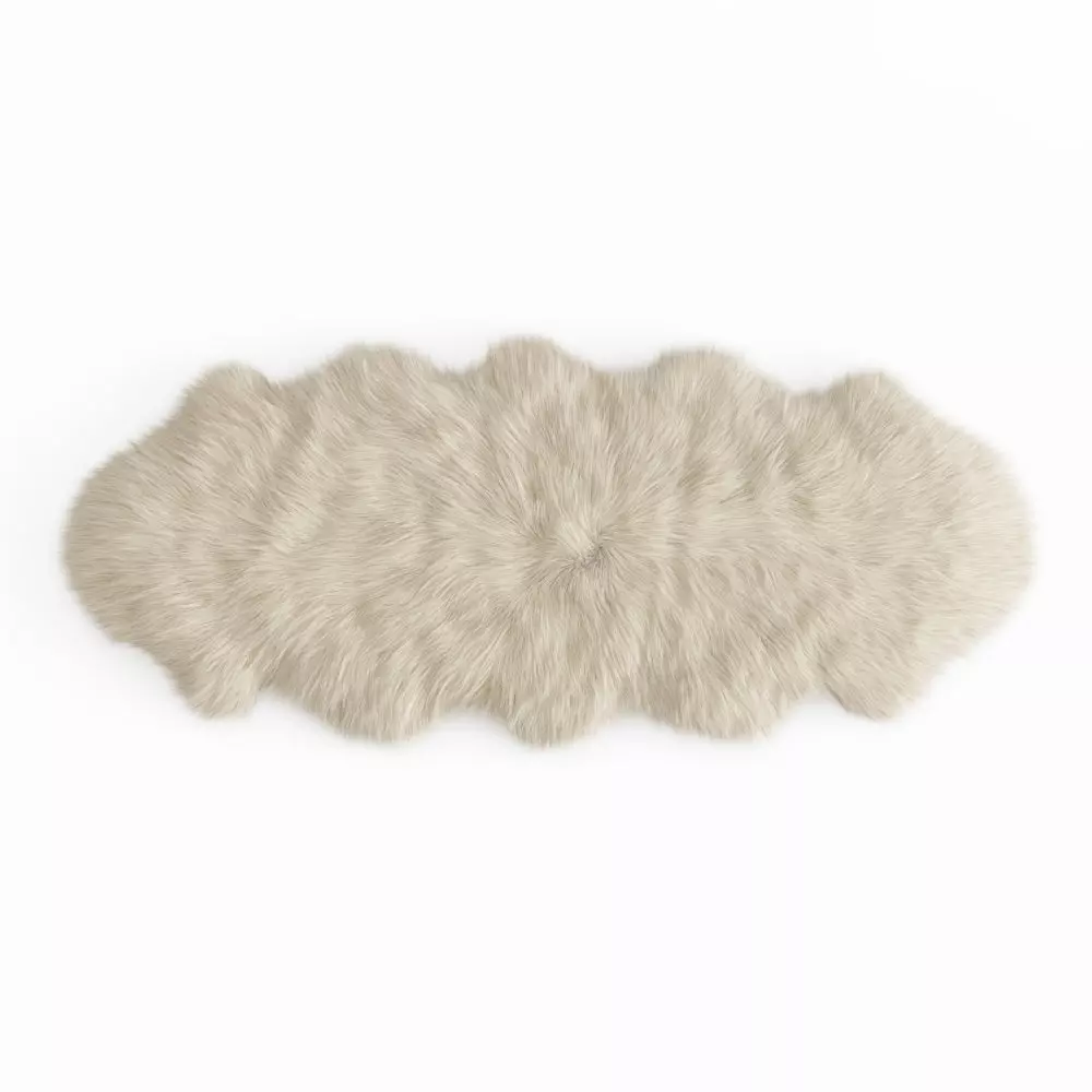 Fluffy decorative carpet made of Icelandic sheepskin fur 3D model_0