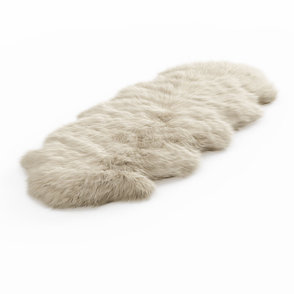 Fluffy decorative carpet made of Icelandic sheepskin fur 3D model_1