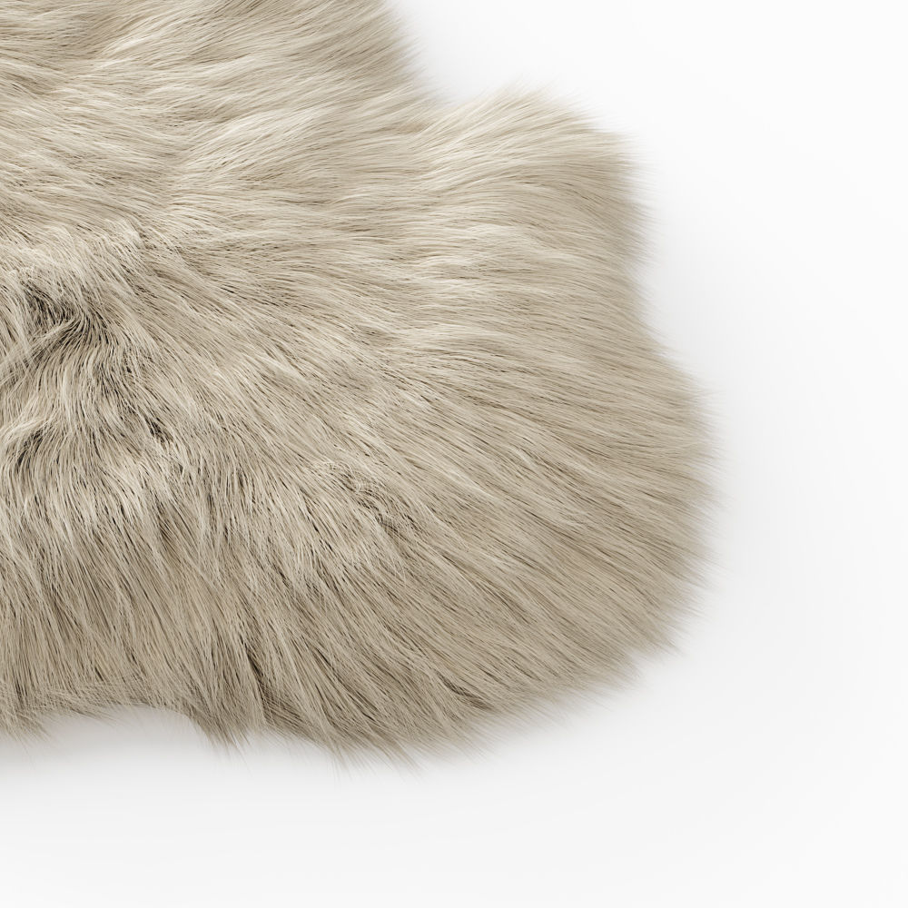 Fluffy decorative carpet made of Icelandic sheepskin fur 3D model_3