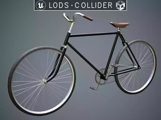 Vintage Bicycle Black - Updated for 2021 Low-poly 3D model