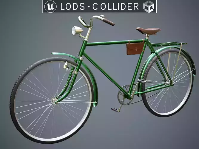 Customizable Vintage Bicycle Green - Updated for 2021 Low-poly 3D model