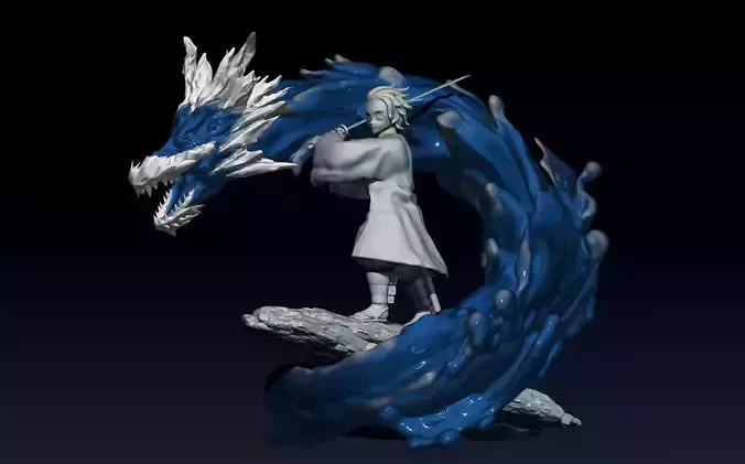 kimetsu no yaiba - demon slayer tanjiro  water dragon 3D print model