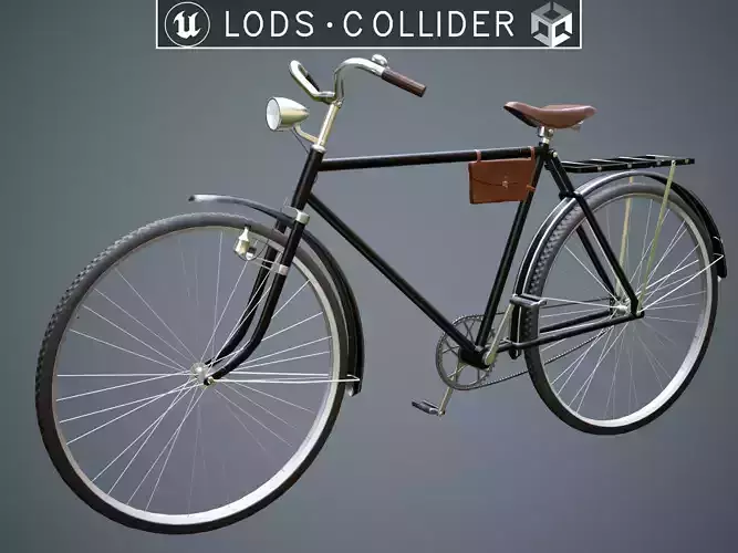 Customizable Vintage Bicycle Black - Updated for 2021 Low-poly 3D model