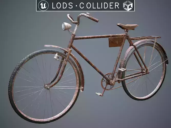 Customizable Vintage Bicycle Rusty - Updated for 2021 Low-poly 3D model