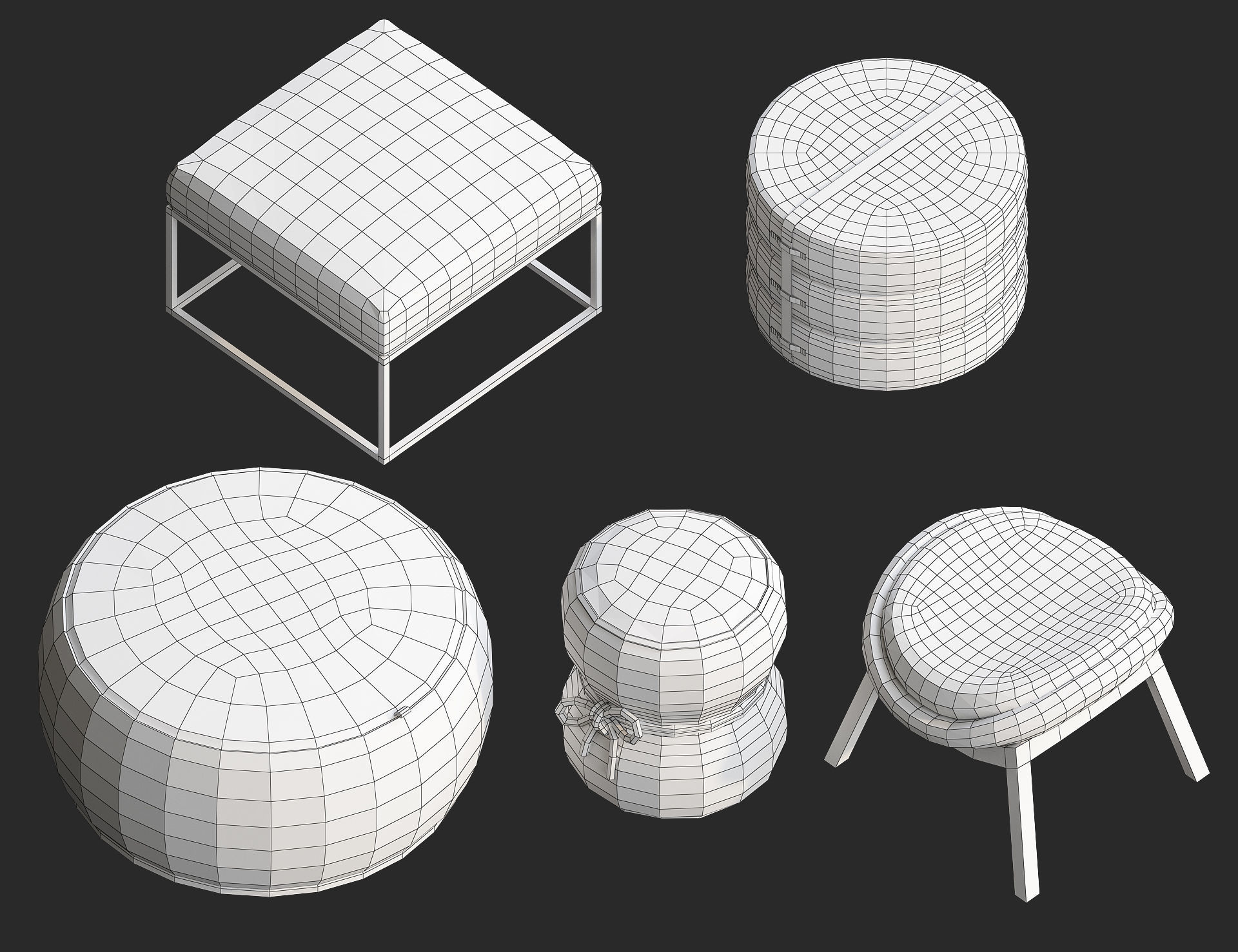 Cartoon furniture collection for game Low-poly 3D model_29