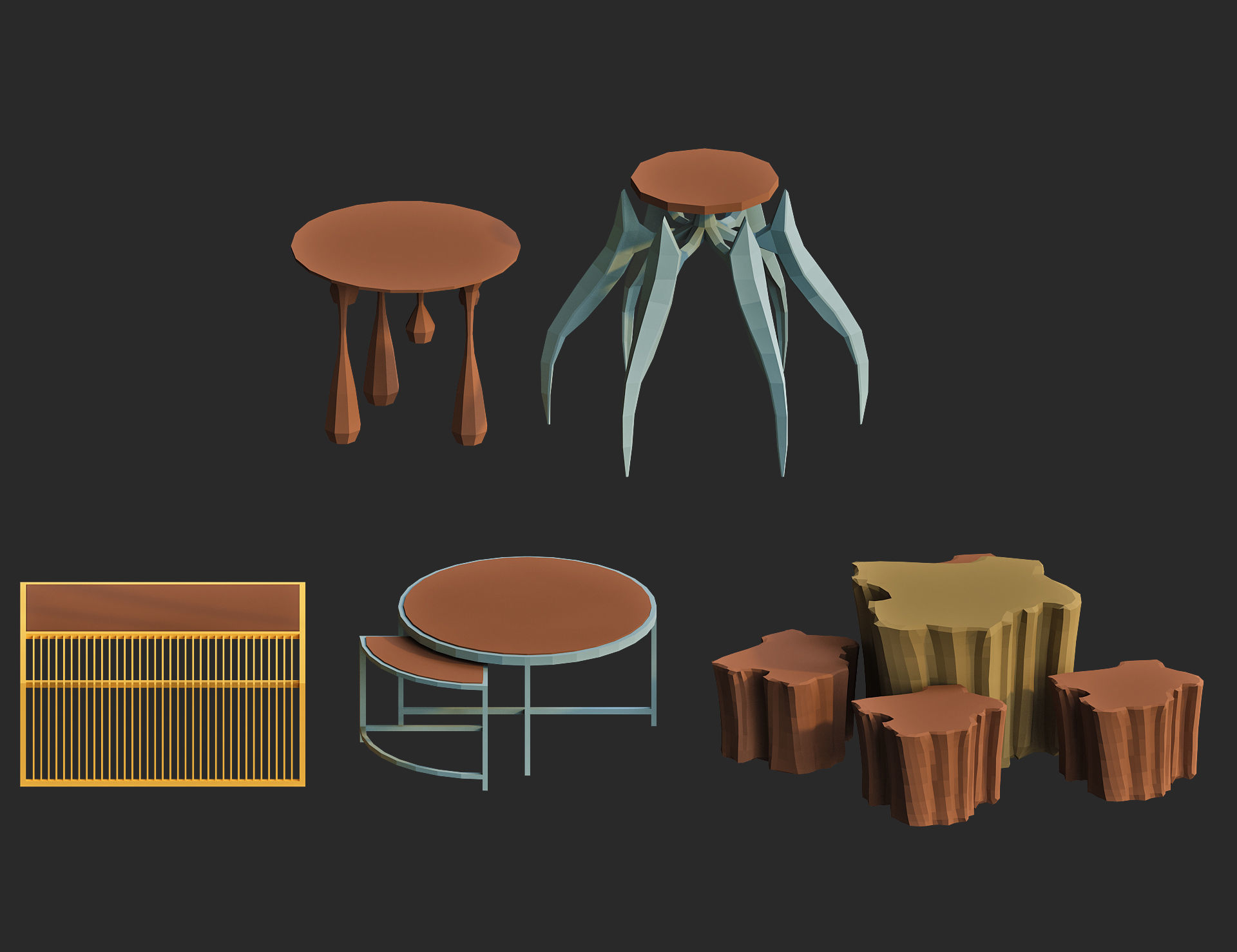 Cartoon furniture collection for game Low-poly 3D model_46