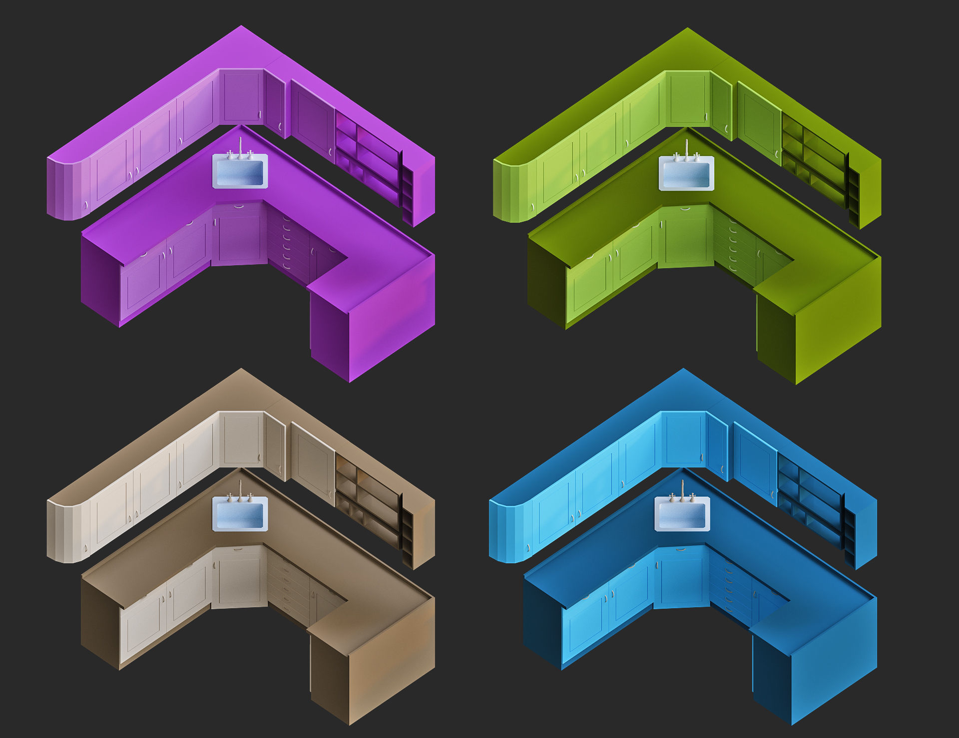 Cartoon furniture collection for game Low-poly 3D model_25