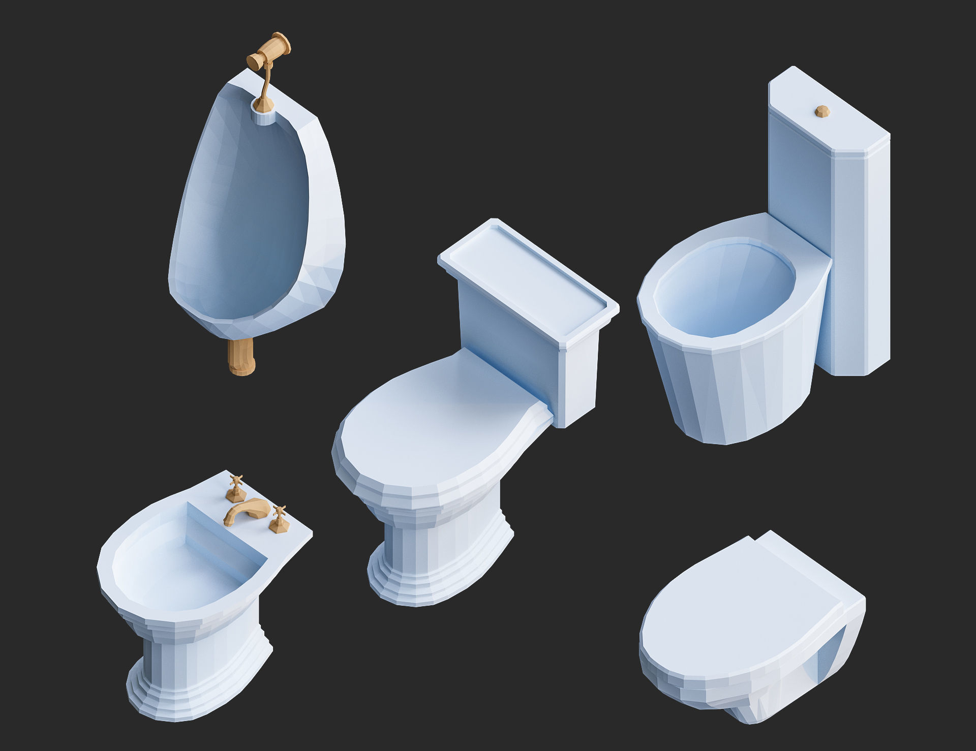 Cartoon furniture collection for game Low-poly 3D model_49