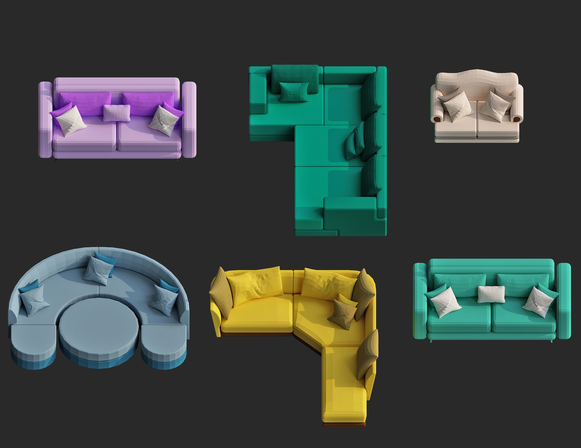 Cartoon furniture collection for game Low-poly 3D model_38