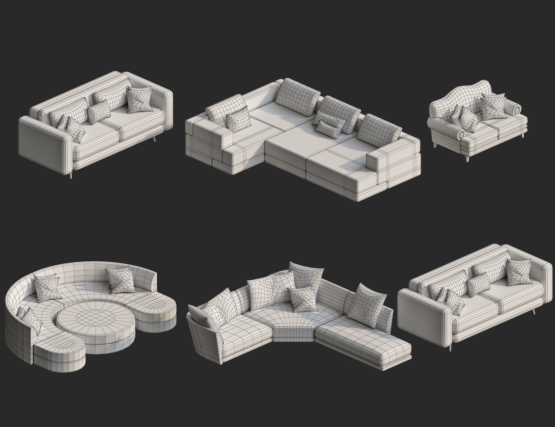 Cartoon furniture collection for game Low-poly 3D model_41