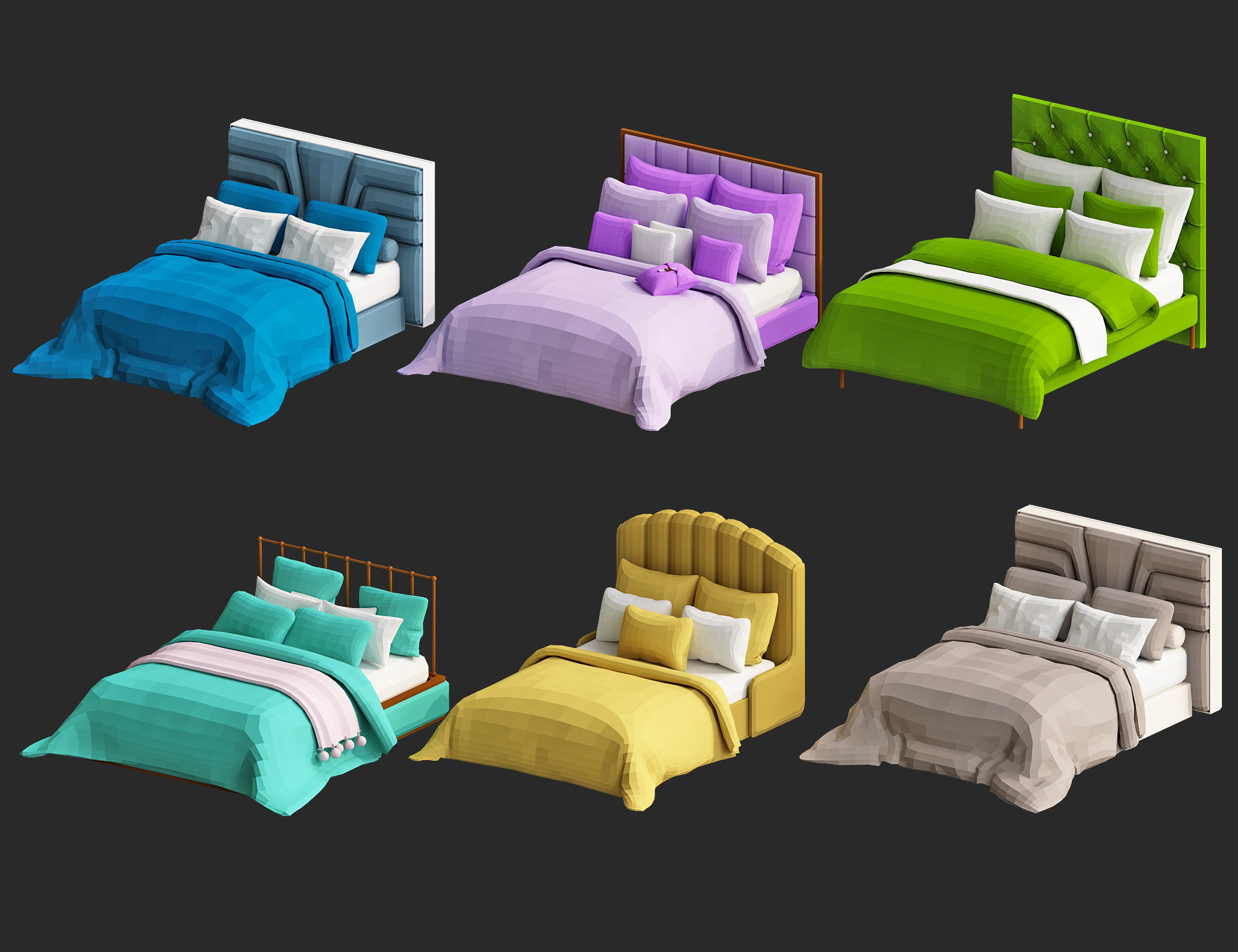 Cartoon furniture collection for game Low-poly 3D model_7