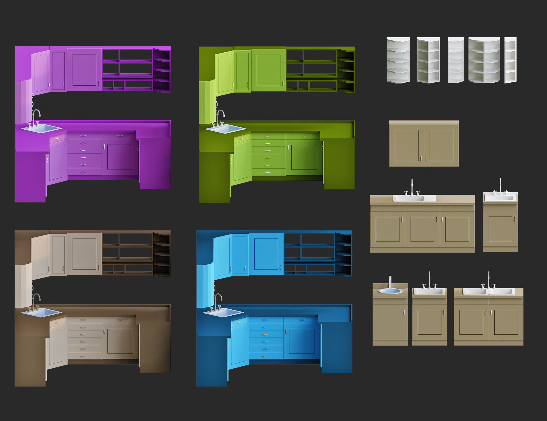 Cartoon furniture collection for game Low-poly 3D model_24