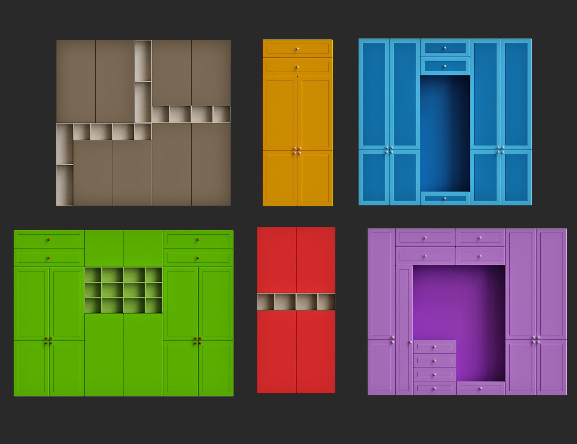 Cartoon furniture collection for game Low-poly 3D model_57