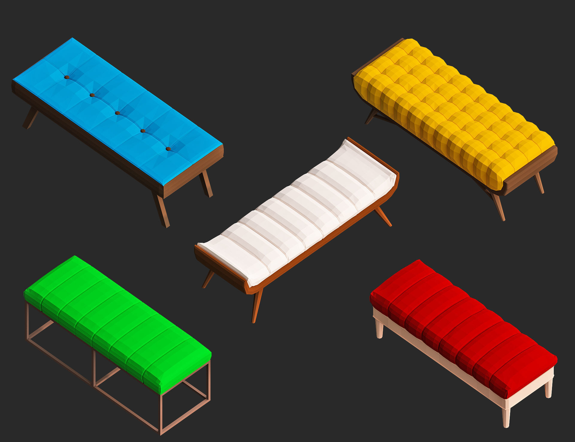 Cartoon furniture collection for game Low-poly 3D model_36