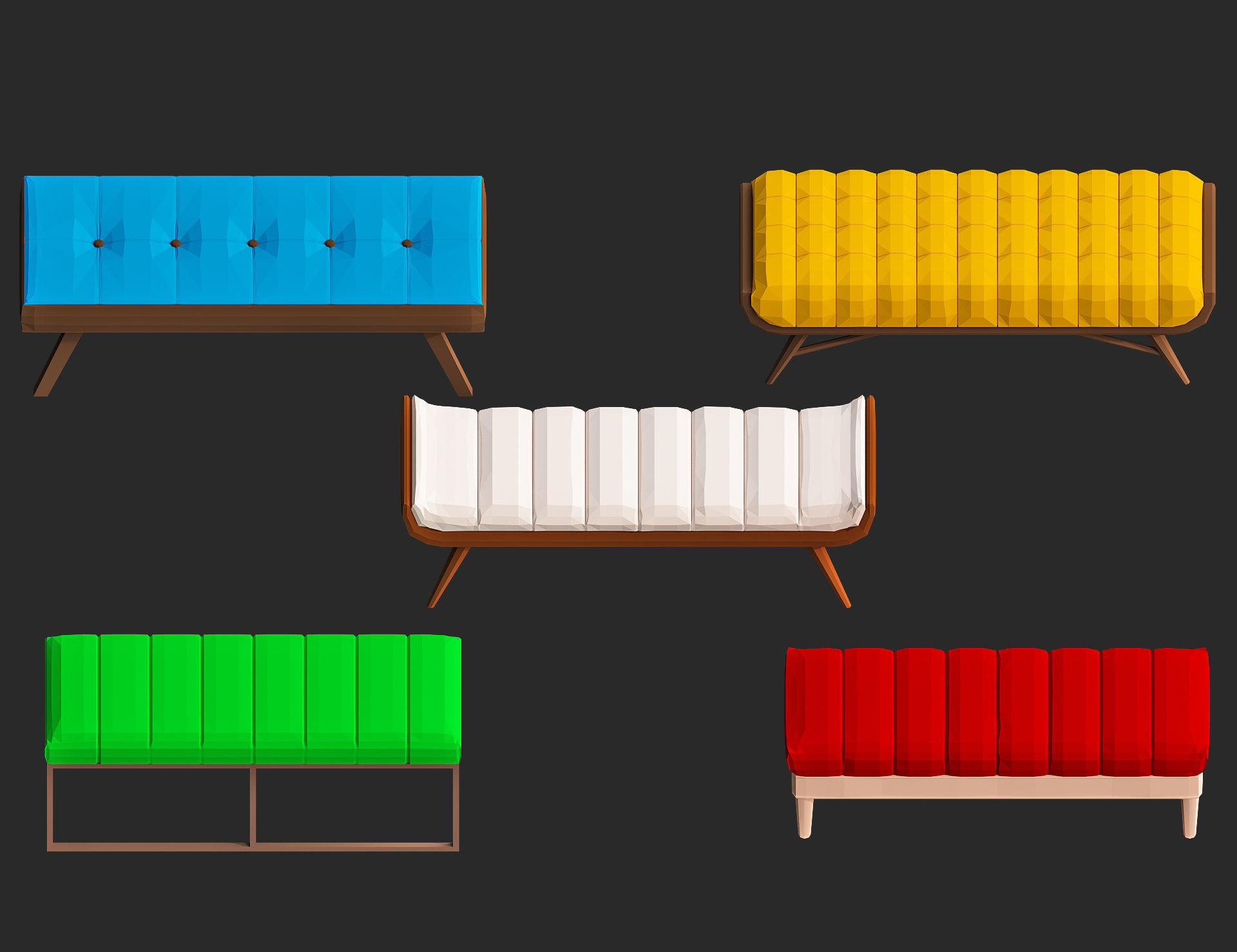 Cartoon furniture collection for game Low-poly 3D model_35