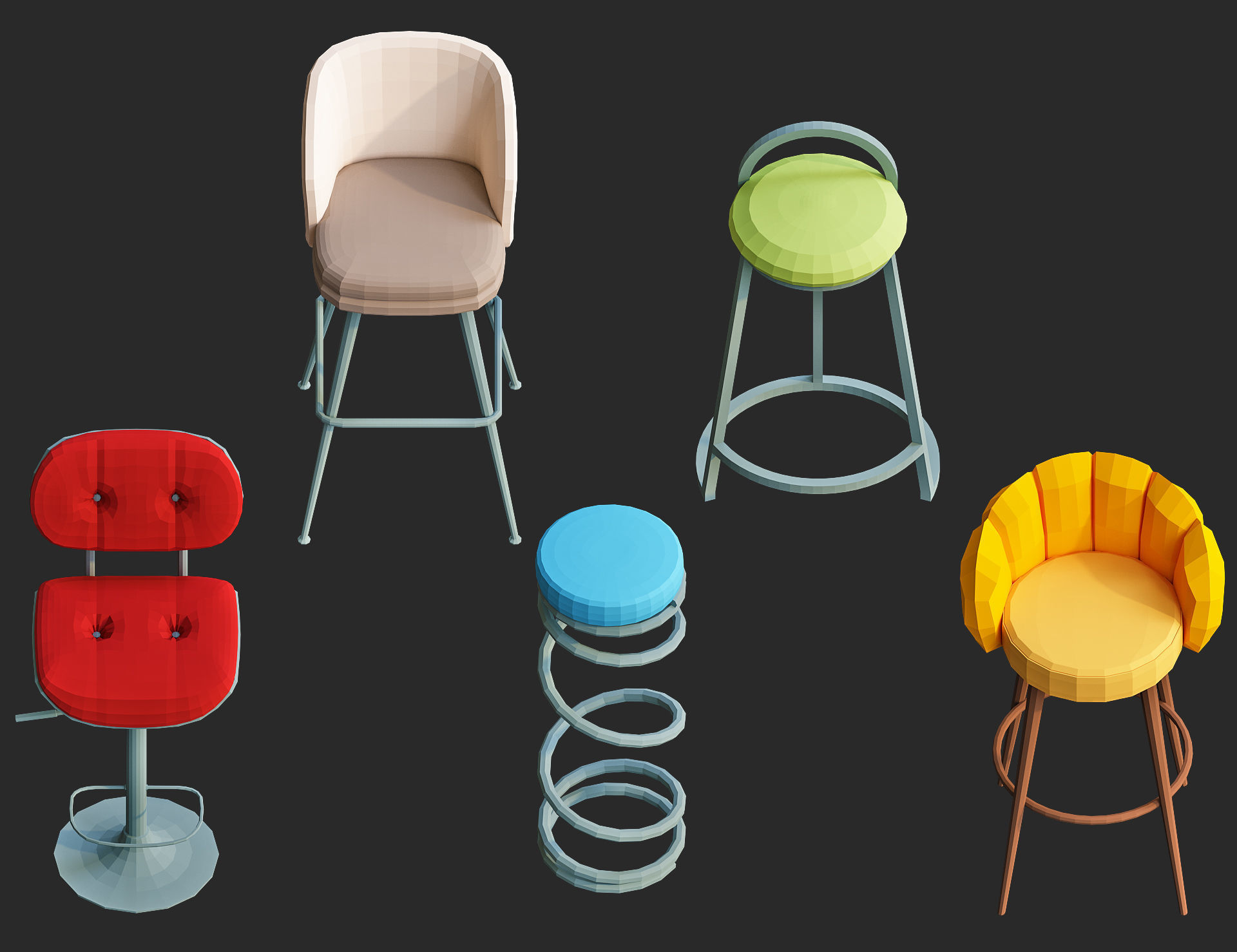 Cartoon furniture collection for game Low-poly 3D model_4