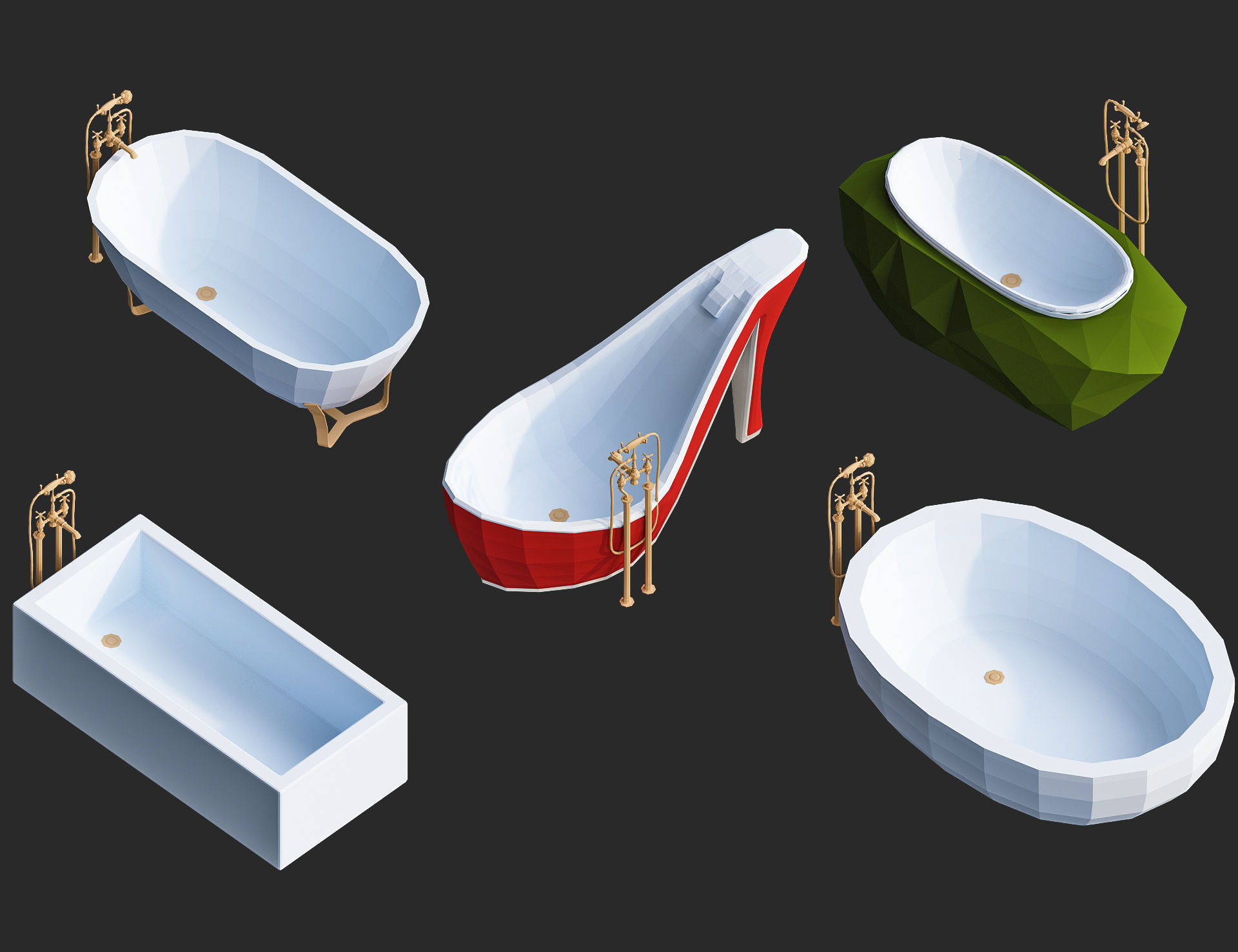 Cartoon furniture collection for game Low-poly 3D model_53