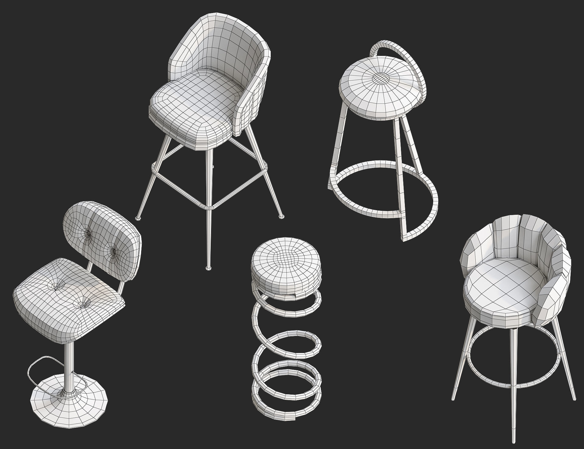 Cartoon furniture collection for game Low-poly 3D model_6