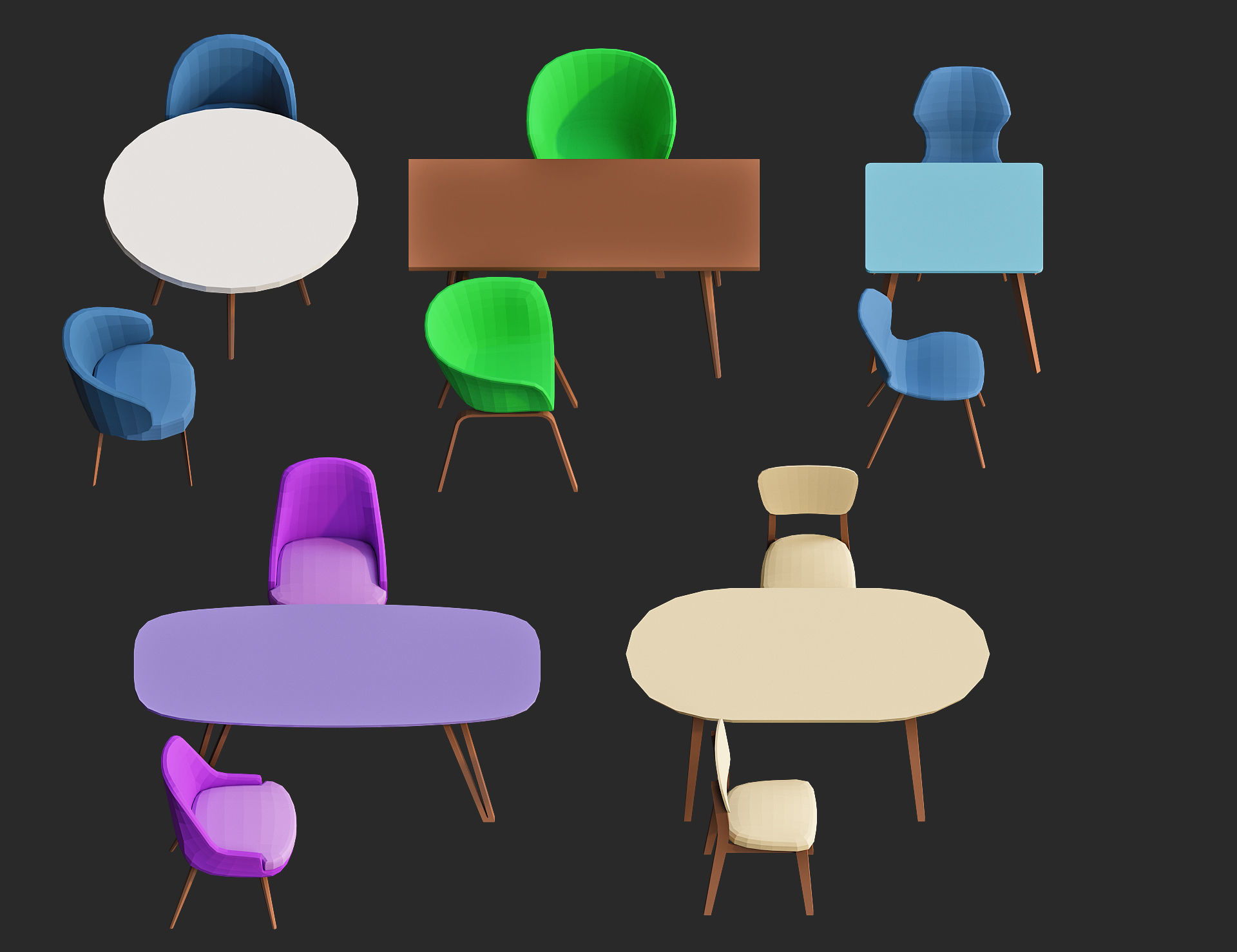 Cartoon furniture collection for game Low-poly 3D model_14