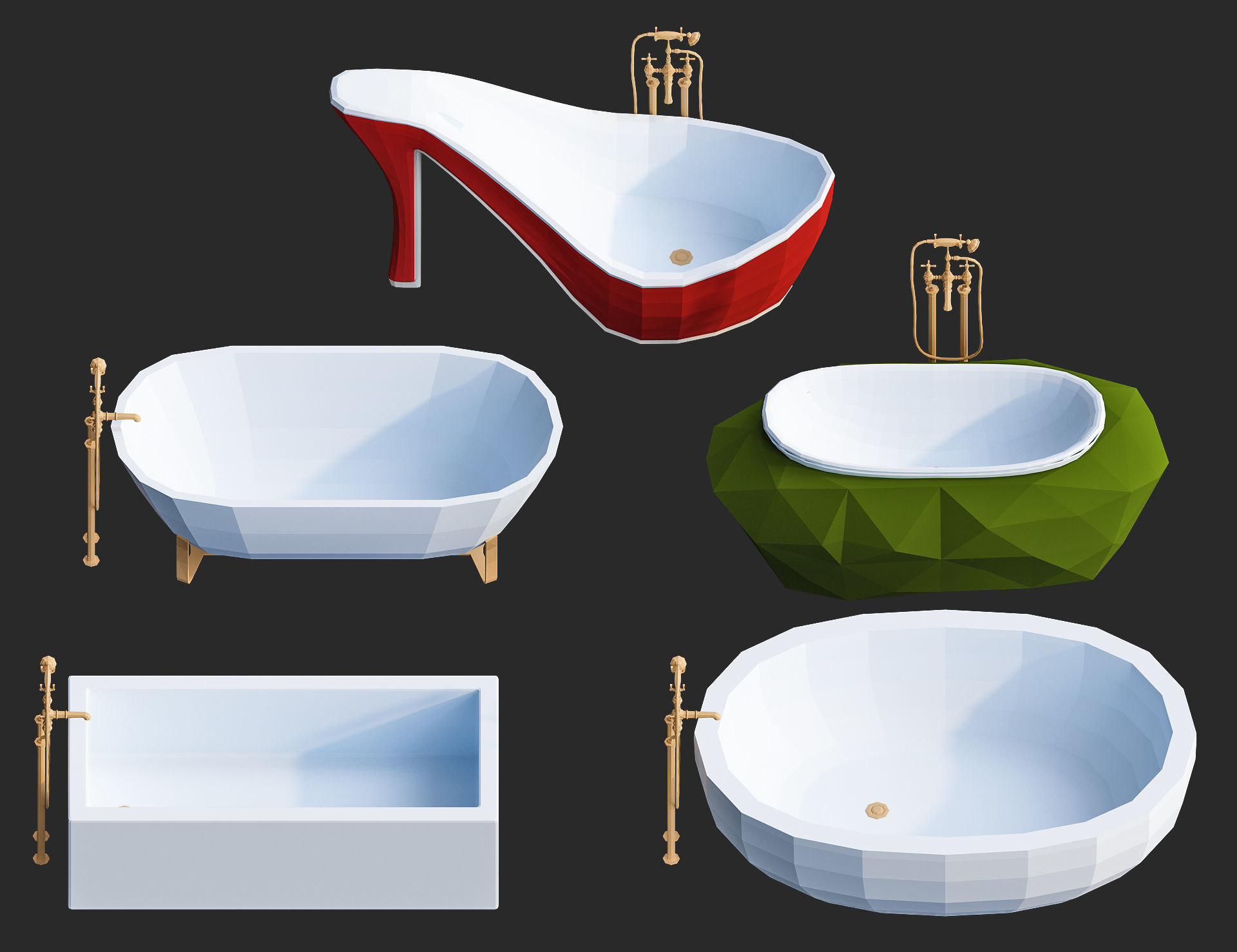Cartoon furniture collection for game Low-poly 3D model_52