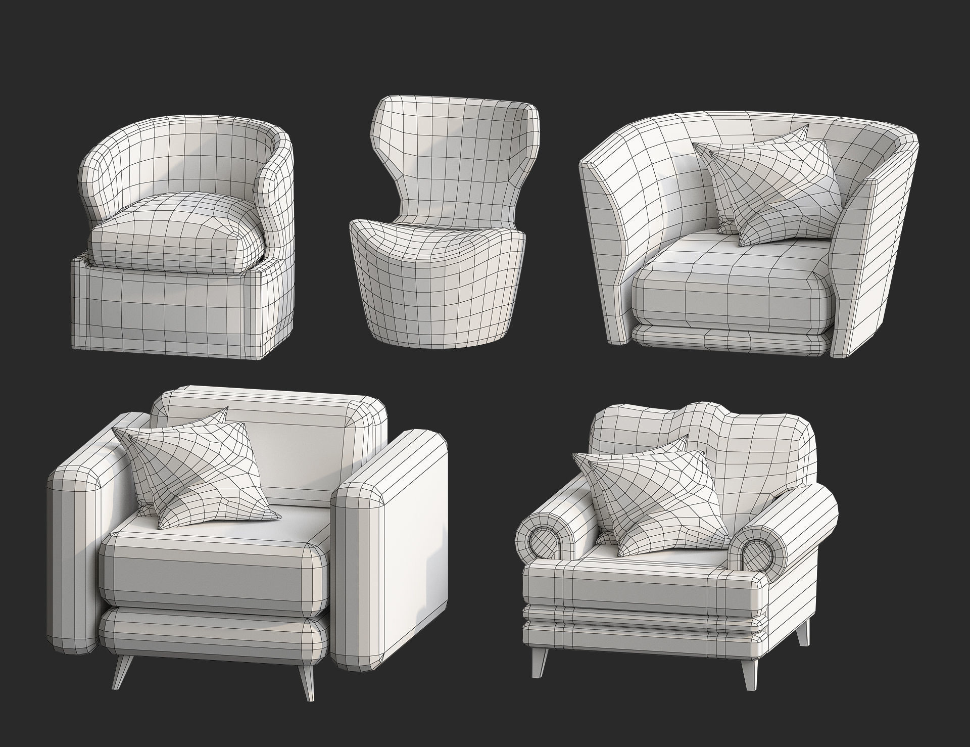Cartoon furniture collection for game Low-poly 3D model_1