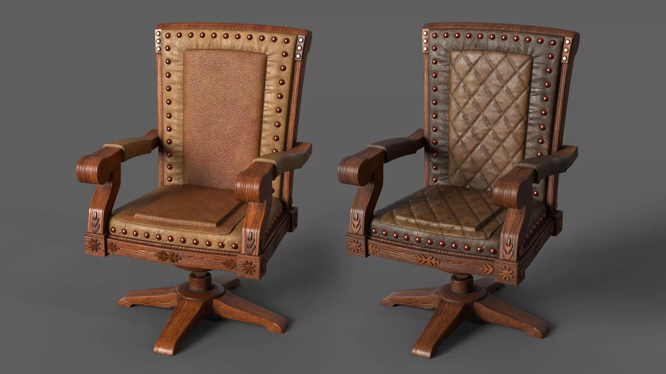 Classic Vintage Leather Luxury Chair 3D model_0