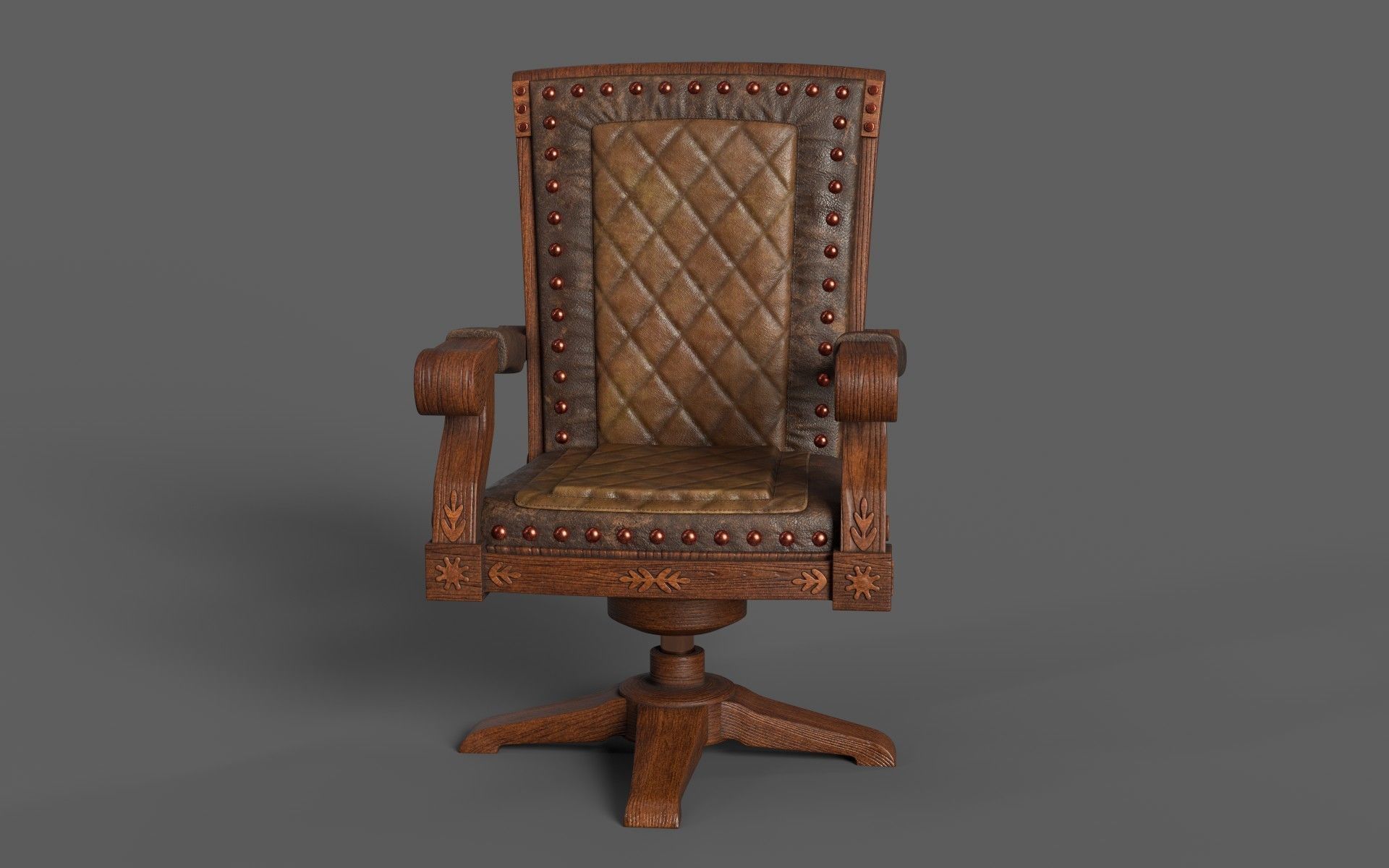 Classic Vintage Leather Luxury Chair 3D model_7