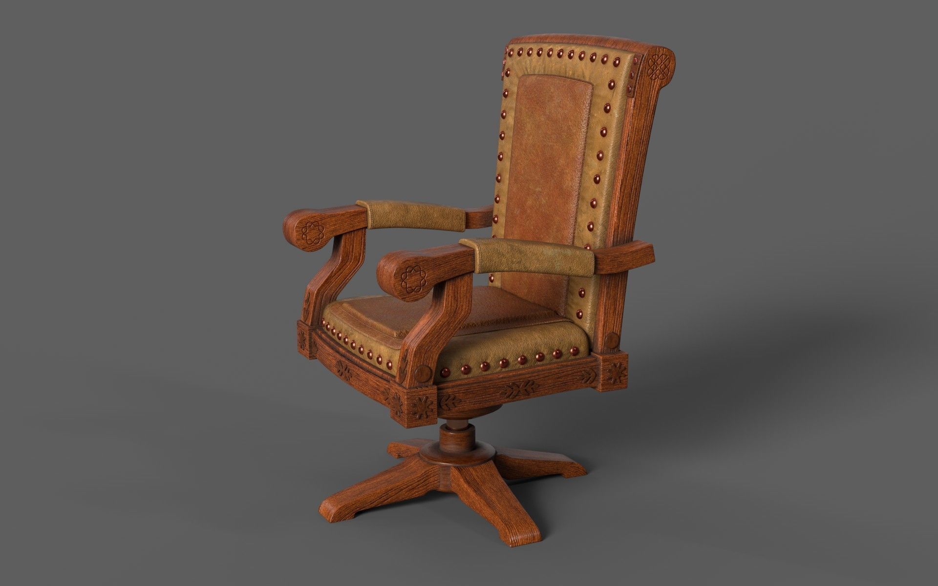 Classic Vintage Leather Luxury Chair 3D model_2