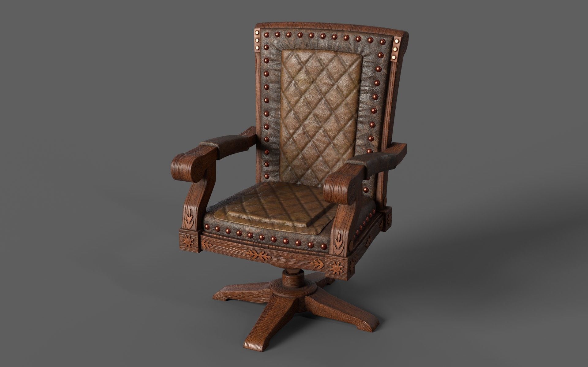 Classic Vintage Leather Luxury Chair 3D model_5