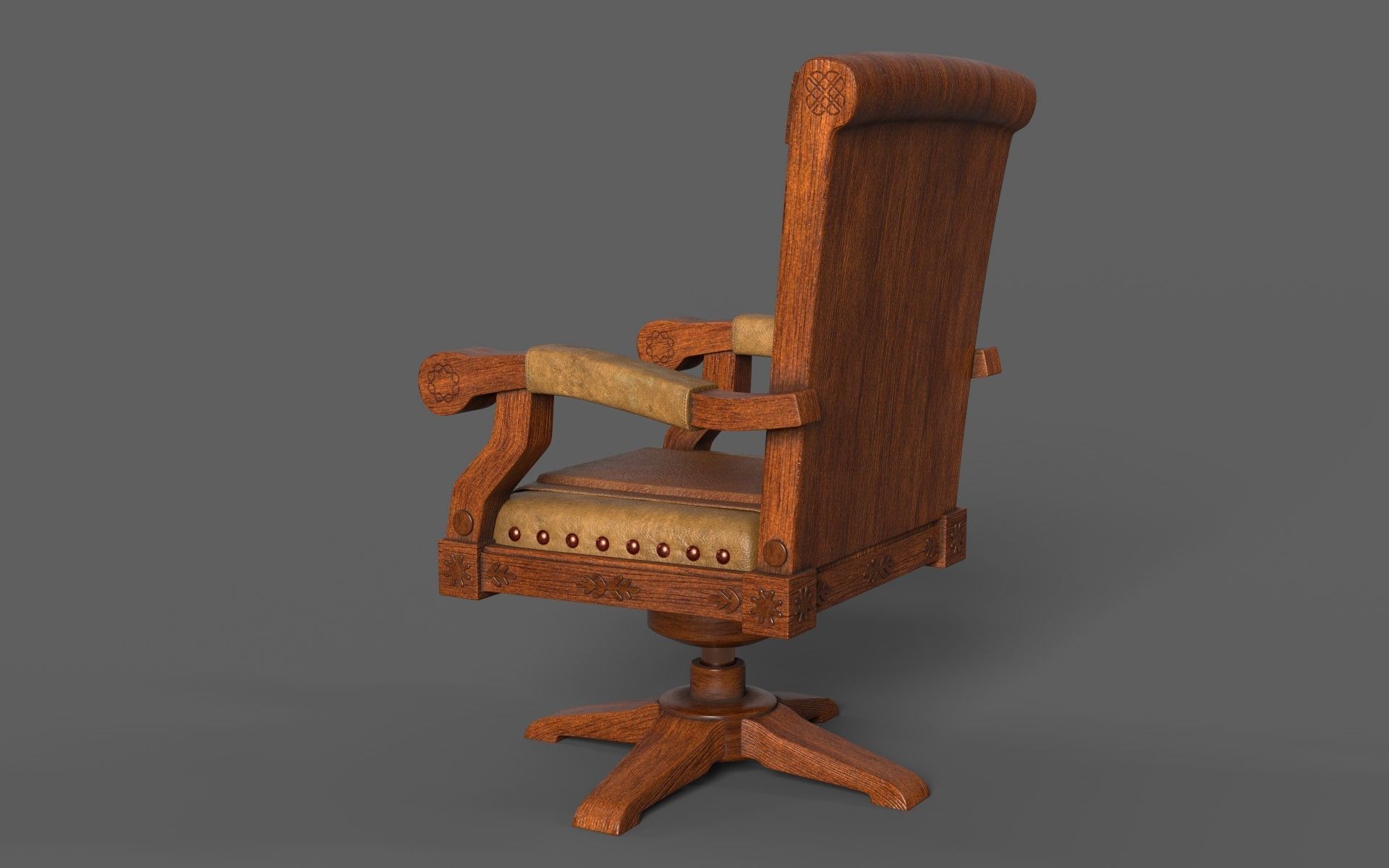 Classic Vintage Leather Luxury Chair 3D model_3