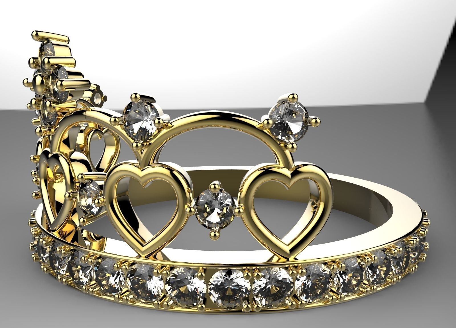Princess ring 3D print model_9
