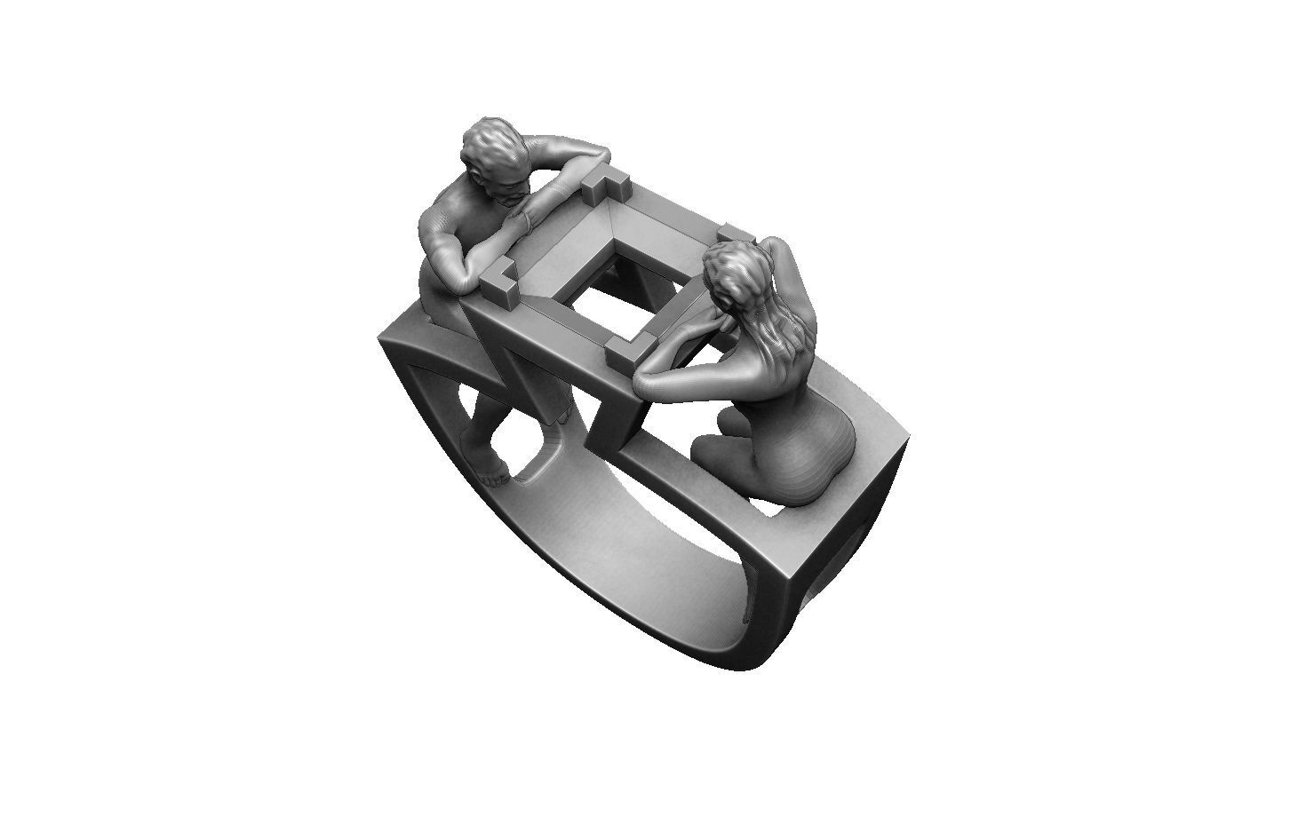 Couple ring 3D print model_8