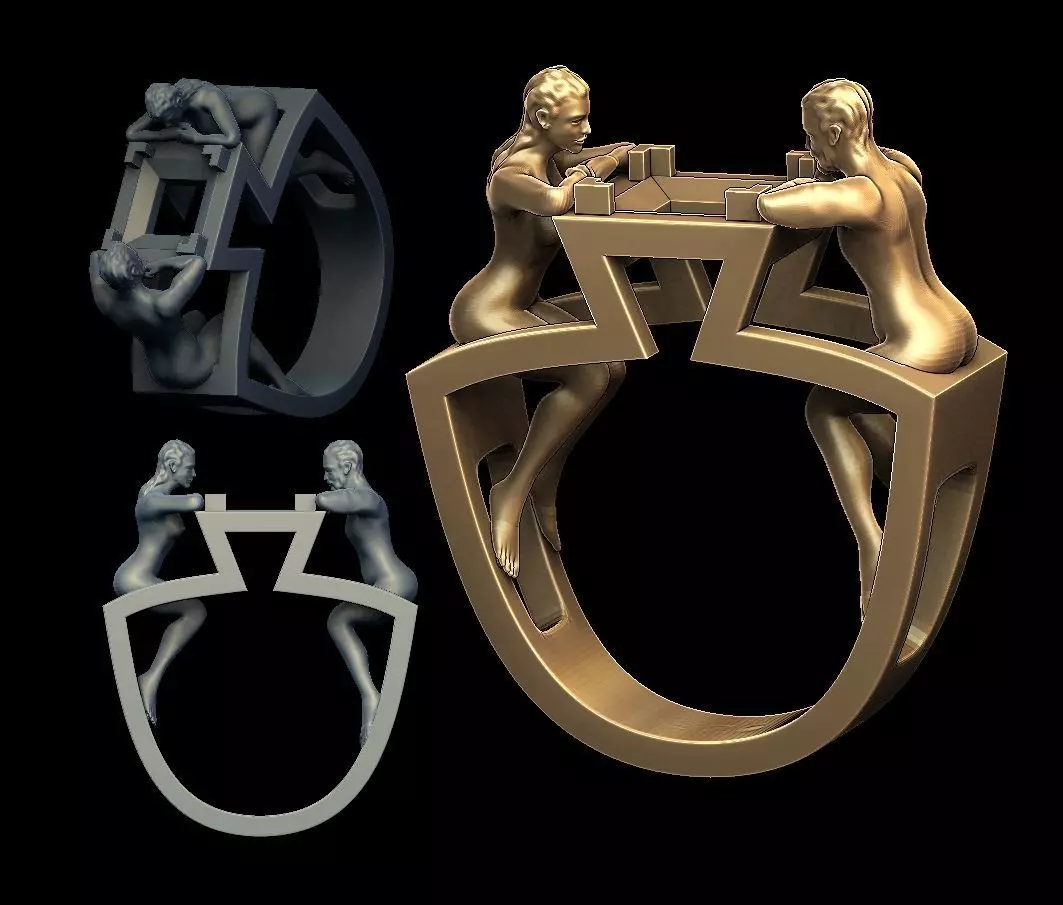 Couple ring 3D print model_0